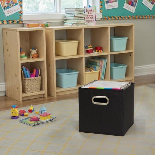 Foldable Fabric Storage Bins 6-Piece Set with Handles, Black