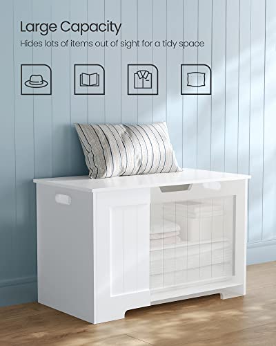Farmhouse Storage Bench with Safety Hinges, 30-Inch Entryway Shoe Bench
