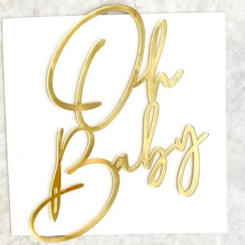 Oh Baby Acrylic Cake Topper for Baby Shower and Gender Reveal Party