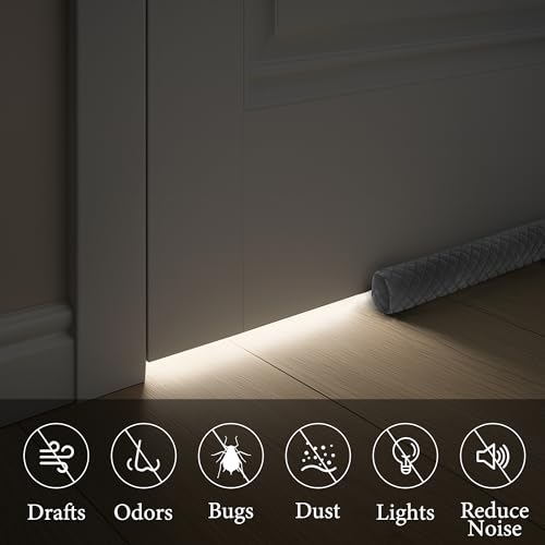 Velvet Under Door Draft Stopper - Adjustable 30-36 Inch Gap Filler