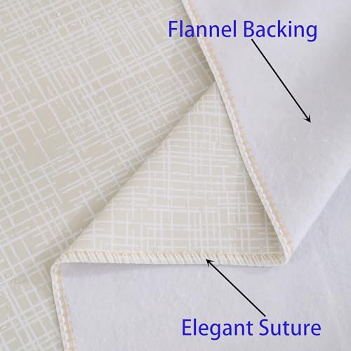 Heavy Duty Vinyl Tablecloth with Flannel Backing - Waterproof Wipeable Cover