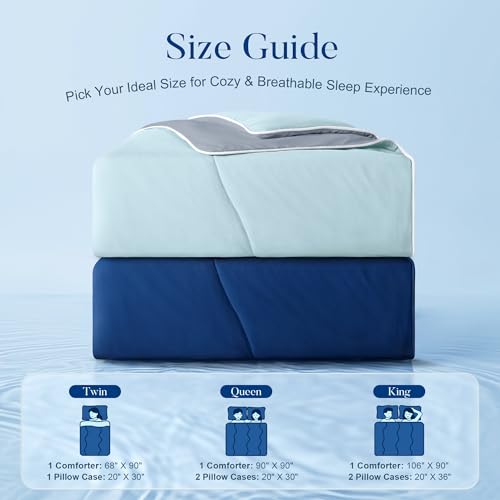 AQUZIN Cooling Comforter Set Queen Size with Pillowcases for Hot Sleepers