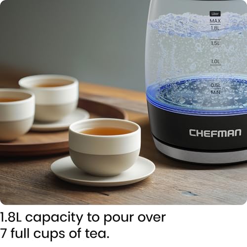 1.8L Borosilicate Glass Electric Kettle - 1500W Fast Boiling Water Heater