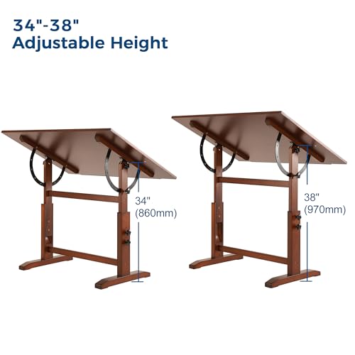 Adjustable Wooden Drafting Table 30" x 42" - Solid Pine Art & Drawing Desk