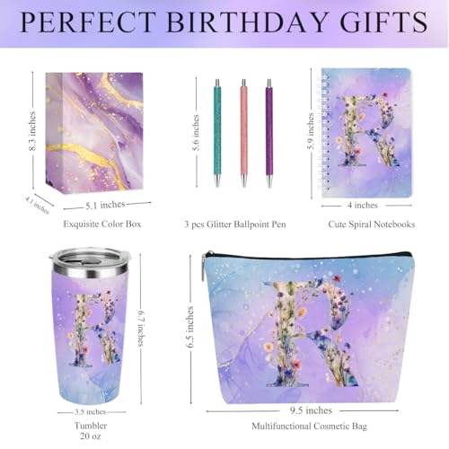 Letter R Monogram 20 oz Tumbler & Makeup Bag Gift Set for Women