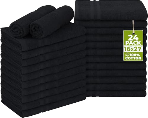 Utopia Towels 24 Pack Bleach Proof Salon Towels 16x27 Black - Professional Hair & Spa Towels