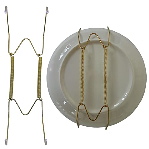 8-Inch Invisible Plate Hangers for Walls - Gold Wire Wall Holders (5 Pack)