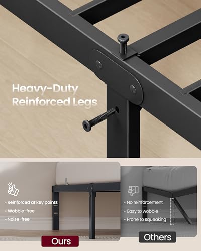VASAGLE Full Metal Bed Frame 14 Inch Heavy Duty Platform Bed with Storage
