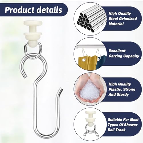 100-Piece Curtain Track Hook and Glider Set for Standard Rail Systems