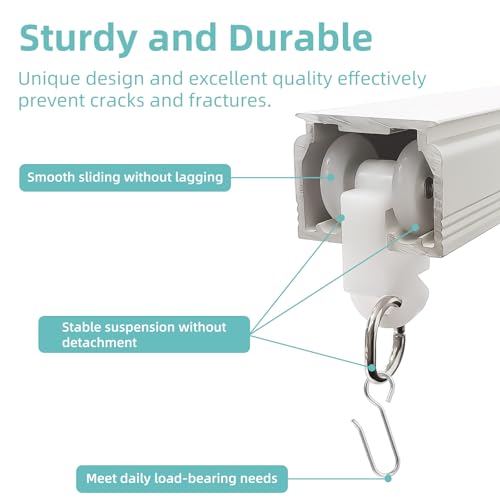 Heavy Duty Curtain Track System for Ceiling or Wall Mount - 48 Piece Set