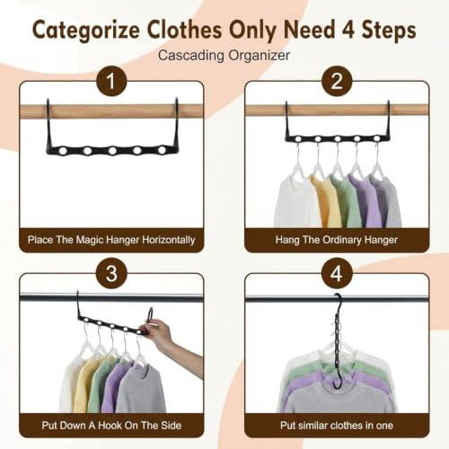 10 Pack Space Saving Hangers Black Plastic Closet Organizer