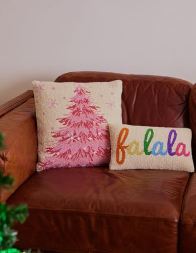 Christmas Tree Hook Pillow 18x18 Wool Accent Holiday Decor