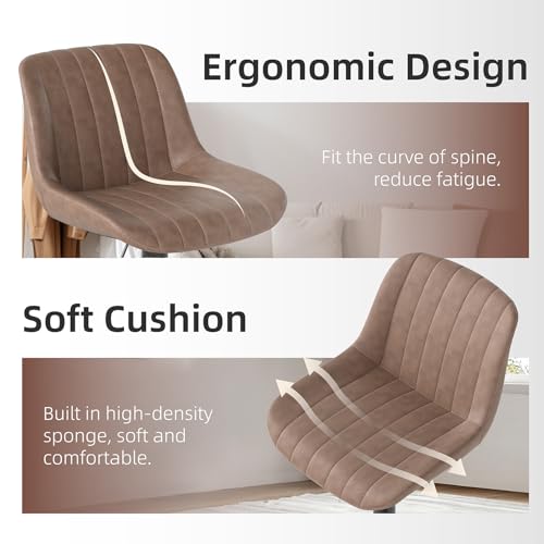Adjustable Swivel Bar Stools, Faux Leather Counter Height Chairs, Set of 3