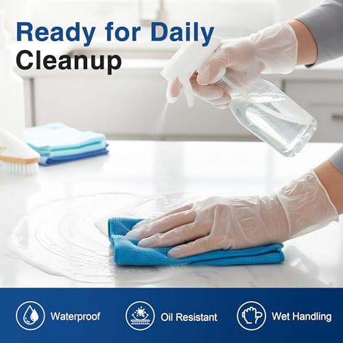 Clear Vinyl Disposable Exam Gloves - Powder Free, Latex Free & Food Safe