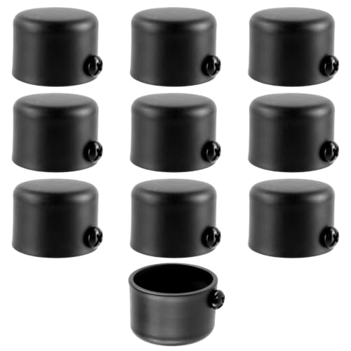 10 Pcs Round Curtain Rod Finials, 1.1 Inch Drapery Pole End Caps - Black