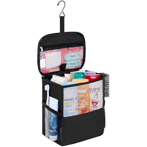 Mesh Shower Caddy Portable College Dorm Room Toiletry Bag Organizer Black