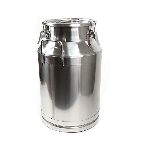 40L Stainless Steel Milk Can with Sealed Lid, Anti-Leak Ring, Handles - LOYALHEARTDY