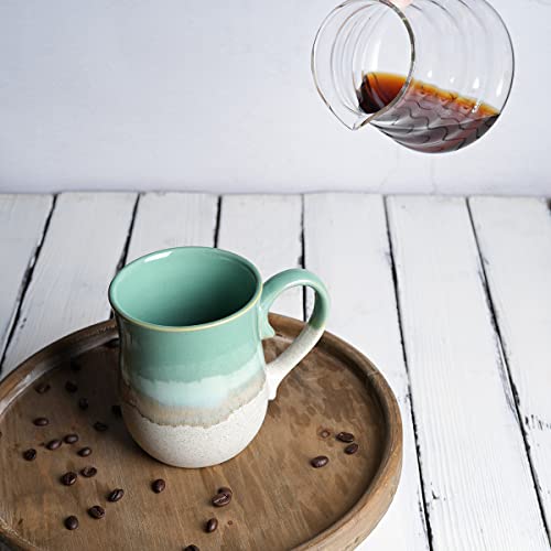 Bosmarlin 20 Oz Ceramic Coffee Mug - Mint Green Large Tea Cup for Office & Home, Dishwasher & Microwave Safe