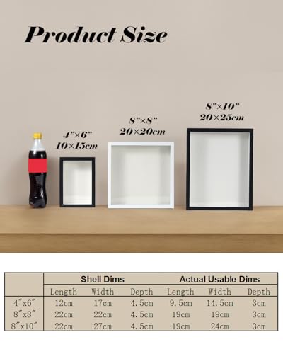 8x8 Inch Shadow Box Display Frame with Top Slot for Memorabilia and Photos