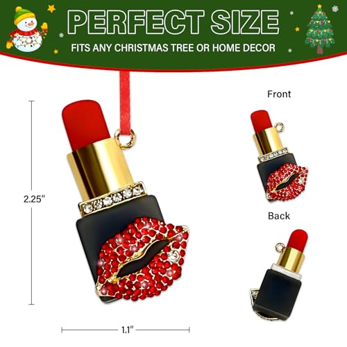 Lipstick Christmas Ornament - Makeup Ornaments for Tree Charm Red