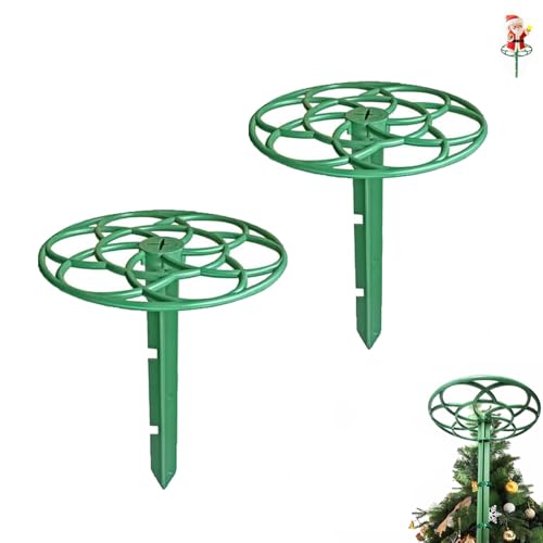Adjustable Christmas Tree Topper Holder & Stabilizer - Green, 11-Inch (2-Pack)