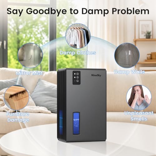 Compact Home Dehumidifier 95oz Tank for Basement Bedroom Grey