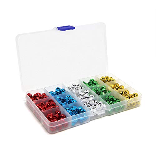300-Piece 10mm Jingle Bells Set with Storage Box, 5-Color Craft Bells
