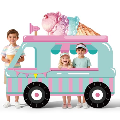 4.5ft Ice Cream Truck Cardboard Standee - Party Photo Booth Prop