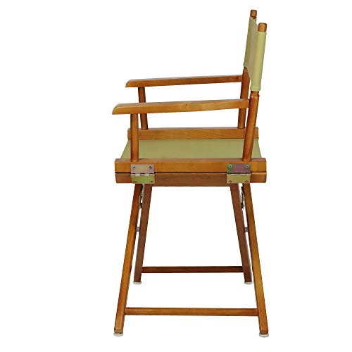 Foldable 18-Inch Director's Chair in Solid Wood with Olive Canvas