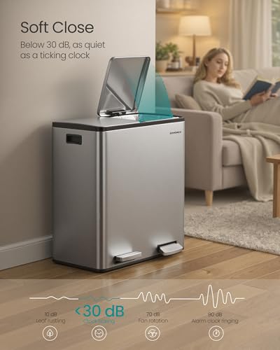 Double Compartment Stainless Steel Trash Can 2 x 8 Gallon