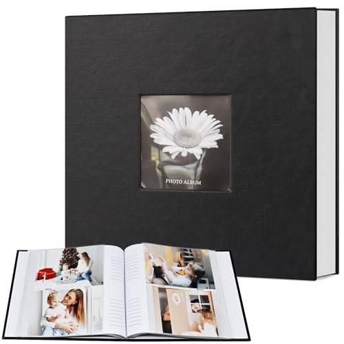 4x6 Photo Album with Writing Space and Leather Cover, Holds 200 Photos