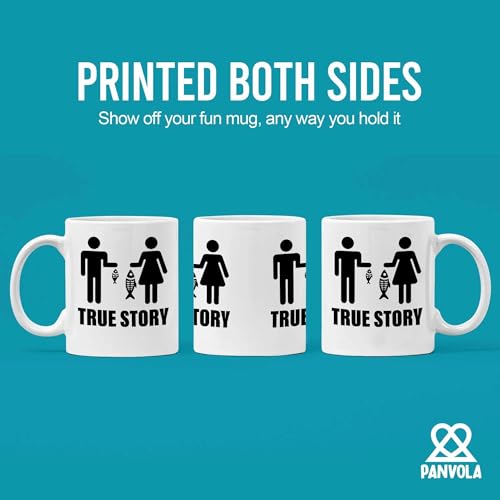 Panvola True Story Fishing Mug 11oz White - Humorous Gift for Women & Anglers