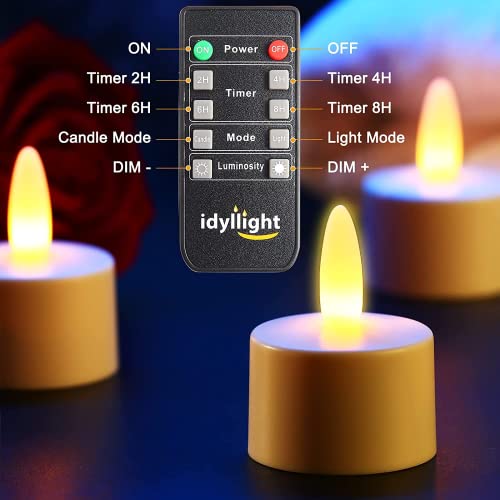 Idyl Light Amber 6P Rechargeable Tea Lights with Remote & Timer - 6 Pack