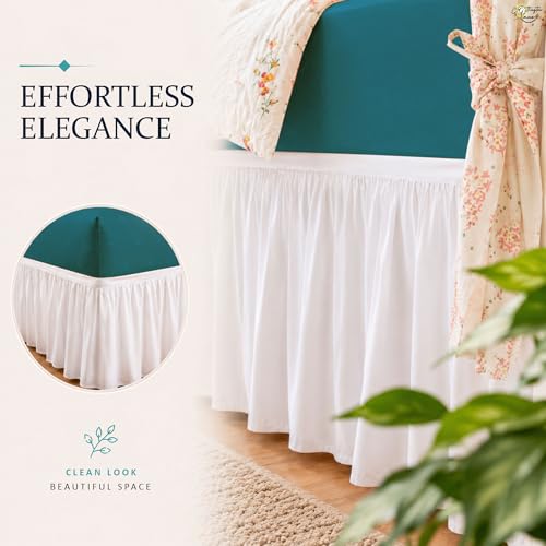 Twin XL Bed Skirt 32 Inch Drop - Wrap Around Ruffled Microfiber Dust Ruffle
