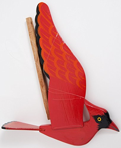 Handcrafted Wooden Cardinal Bird Mobile Hanging Kinetic Art Decor