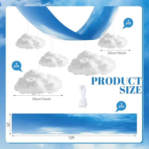 9-Piece Blue Sky and Cloud Ceiling Decoration Set for Party and Classroom
