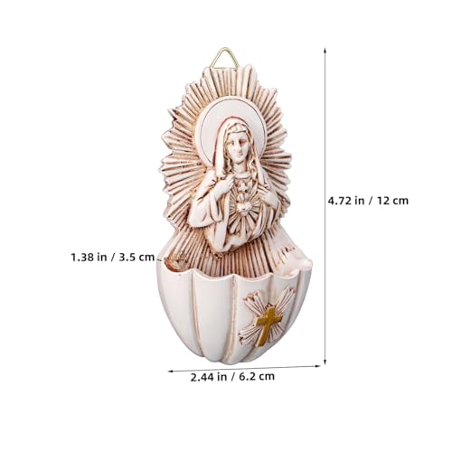 2 Pcs Holy Water Font for Wall, Resin Sacred Heart Catholic Home Decor
