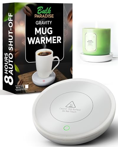 BULK PARADISE White Coffee Mug Warmer with Auto Shut-Off - 17W Desk Cup Warmer