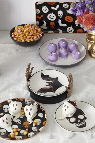 Halloween 8-Inch Porcelain Accent Plate Set, 4-Piece Appetizer Set