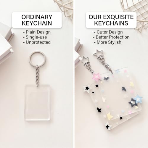 Clear Acrylic Photocard Holder Keychain - 2 Pack Hard Protective Case