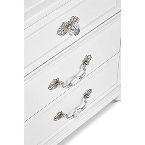 White Nightstand with Crystal Handles and Felt-Lined Drawer