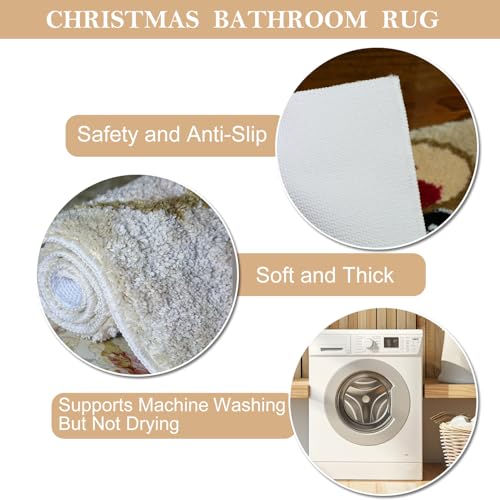 Earndodo Christmas Reindeer Bath Mat 20x32in Non Slip Microfiber Rug