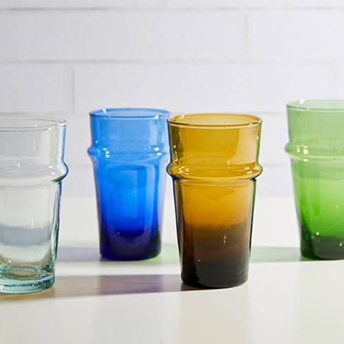 Handblown Moroccan Stackable Drinking Glasses, 11 oz - Set of 6