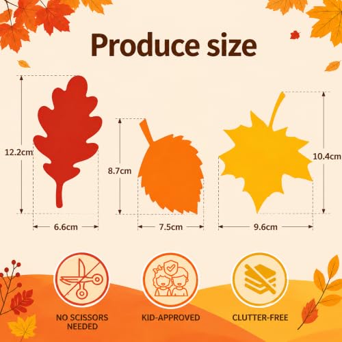 300 PCS Fall Leaf Paper Cutouts Set - Autumn Thanksgiving Classroom Crafts