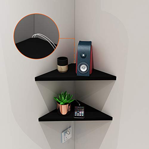 Floating Corner Wall Shelves - Set of 2 Waterproof ABS Shelves for Home Decor