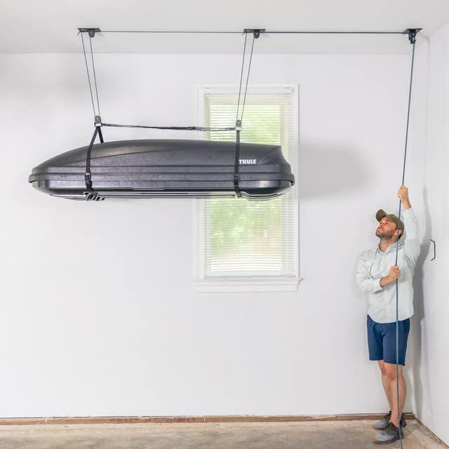 Teal Triangle Ceiling Storage Hoist - Heavy-Duty Garage Lift System Holds 150 lbs | Fits 8-10 ft Ceilings