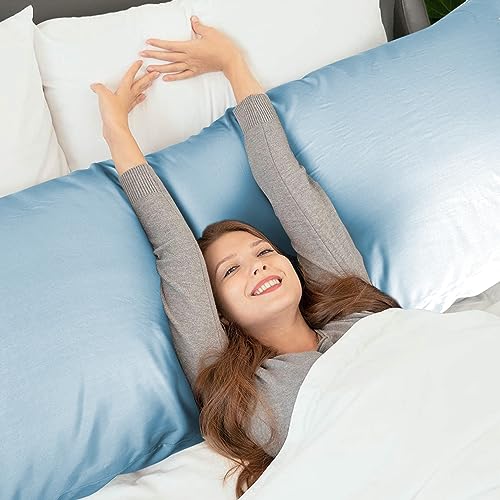 Light Blue Body Pillow Case 20x54 - Keep Cool & Dry