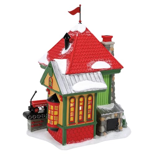 Department 56 North Pole Fifty-Six Wagon Factory Lit Building – Handcrafted Porcelain Christmas Village