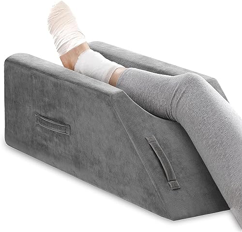 Leg Elevation Pillow for Surgery Recovery - Memory Foam with Velvet Cover