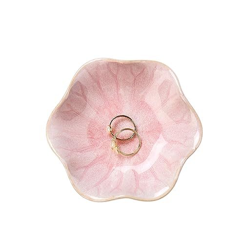Ceramic Lotus Leaf Jewelry Dish - Pink Decorative Ring & Trinket Tray